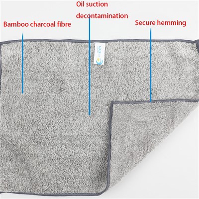 Produk Pembersih Rumah Tangga Non Minyak Serat Bambu Perlengkapan Dapur Penebalan Kain Pembersih Bambu Abu-Abu Untuk Rumah